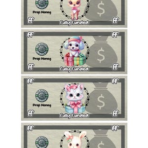 Christmas Prop Money Cash Stuffing Play Money Placeholder Cash | 0.25, 0.50, 1 ,5 ,10 ,20 ,50 ,100, 500, 1000, IOU, Fully Funded Bills