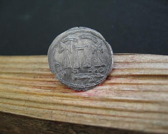 HARALD BLUETOOTH 936-987 AD King of Denmark Anglo Saxon Viking Silver Ar Bracteate Carolus-Dorestad type  Mint Hedeby Denier