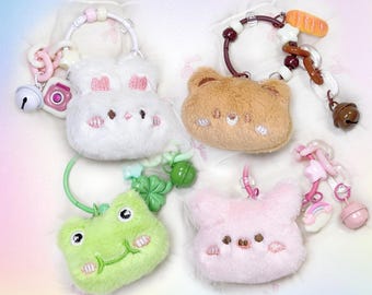 Juego de llaveros de peluche de animales: colgantes kawaii para bolsos, regalo para pareja