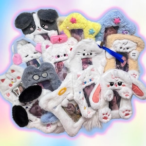 Fluffy Cutie Photocard Holder - Kpop Card Display Keychain, Transport Pass ID Holder for Students, Cutesy Idol Plush Girly Gift - CottonKoko