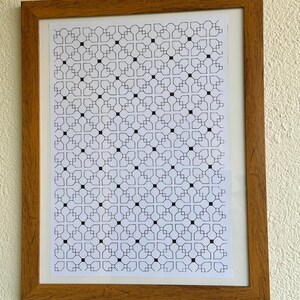 Póster con estampado de flores dibujado a mano. Póster decorativo para el hogar en tamaño DIN A3. Póster geométrico dibujado a mano. Patrón detallado.