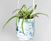 ONE-OF-A-KIND blue marbled planter