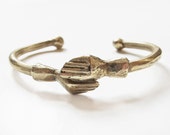 SALE Bronze hand carved open bangle with clasped hands