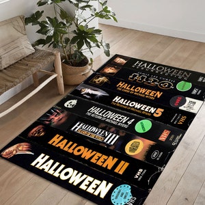 Tapis de film d&#39;horreur VHS : décoration de salle de télévision rétro, polyester personnalisable
