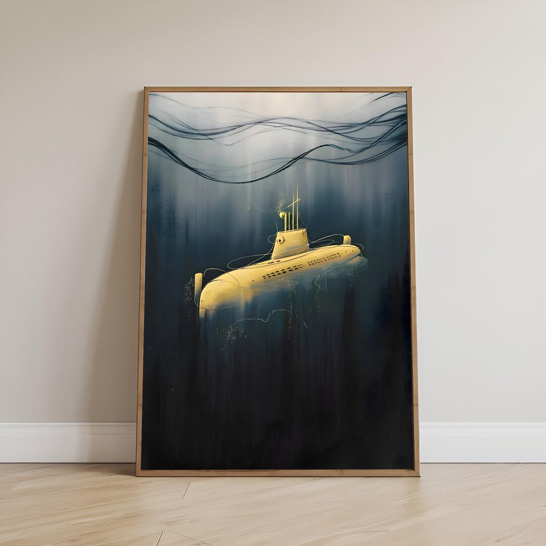 Yellow Submarine Wall Art, Nautical Digital Print, Underwater Ocean ...