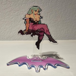 Morrigan Aensland (Darkstalkers / Vampire) - Double Sided Acrylic Standee - Pixel Art