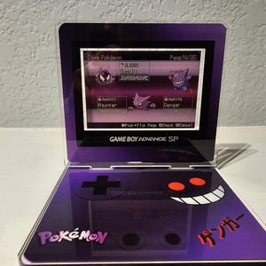 Acrylstandaard met Gengar/GBA-thema - gemengde pixelkunst (dubbele zijde)
