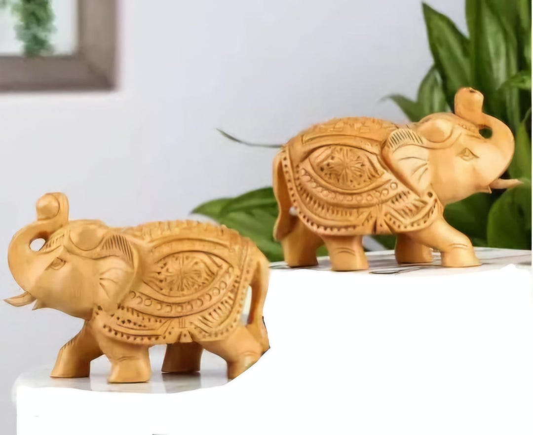 Elephant - Handmade Fabart Wooden Magnet 15 main image 0