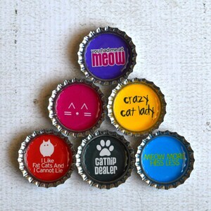 Cat Gift- Funny Cat Bottlecap Magnets- Cat Magnets- Cat Decor- Cat Lover Gift- Cat Kitchen- Funny Cat Gift- Cat Humor- Kitty Cat Gift
