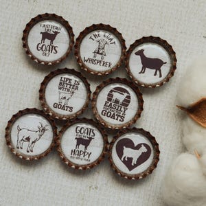 Imanes divertidos de cabras con forma de tapones de botella - Regalo de granja - Decoración de cocina de granja - Cabra divertida - Regalo de cabra - Mamá de cabra - Humor de granja - Decoración de cabra adorable - Regalo para ella imagen 1