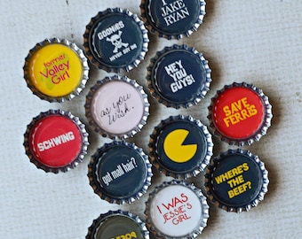 1980's Magnets- 80's Decor, Theme, Party- Classic 80s Movies- Ferris Bueller, As You Wish, Goonies- Gift for Him- Party Favors- 80's Sayings