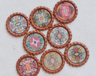 Boho Mandala Magnets- Colorful Mandalas- Tribal Gift or Decor- Boho Kitchen Decor- Boho Party Favors- Strong Kitchen Magnets- Bohemian Gift