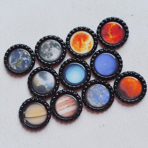 Planet Bottlecap Magnets Solar System, Astronomy, Cosmic, Science Fridge Magnets Kid Gift, Teacher Gift, Homeschool Classroom Magnets image 1