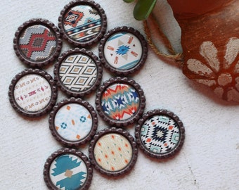 Native American Rug Patterns- Southwest Bottlecap Magnets- Rustic and Southwest Decor- Kitchen Magnets- Unisex Gift- Kitchen Magnets