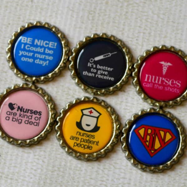 Nurse Magnet Set- Funny Nurse Magnets- Humorous Nurse Bottlecap Magnets- Nurse Graduation or Appreciation- Nurse Gift- Nurse Office Decor