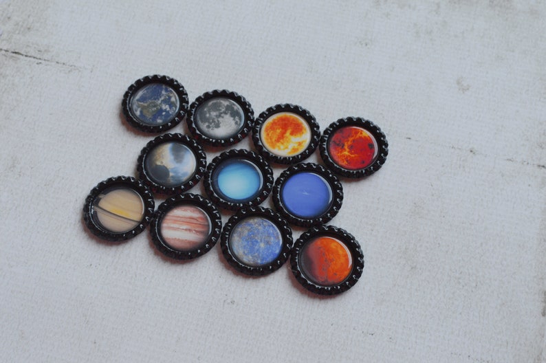 Planet Bottlecap Magnets Solar System, Astronomy, Cosmic, Science Fridge Magnets Kid Gift, Teacher Gift, Homeschool Classroom Magnets image 7