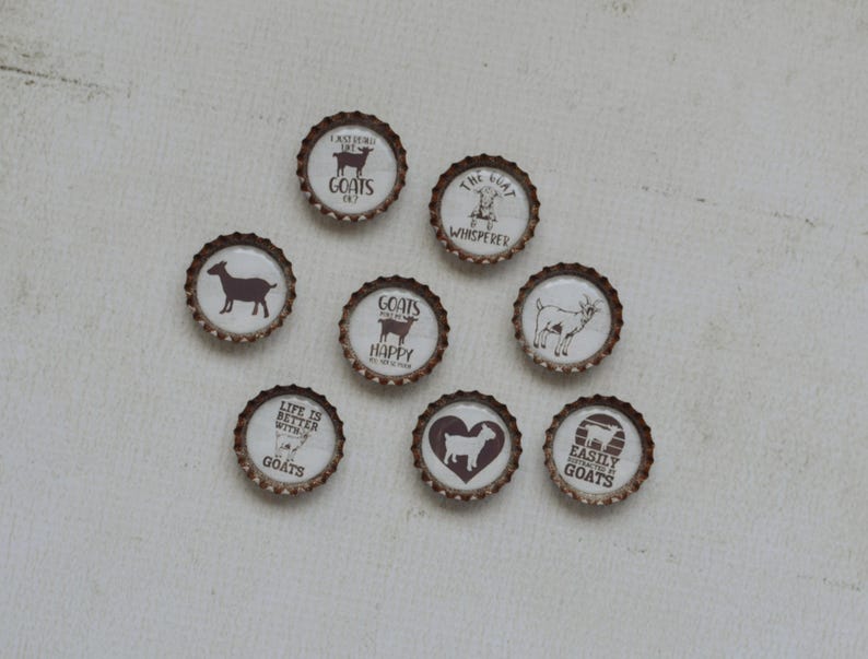 Imanes divertidos de cabras con forma de tapones de botella - Regalo de granja - Decoración de cocina de granja - Cabra divertida - Regalo de cabra - Mamá de cabra - Humor de granja - Decoración de cabra adorable - Regalo para ella imagen 11