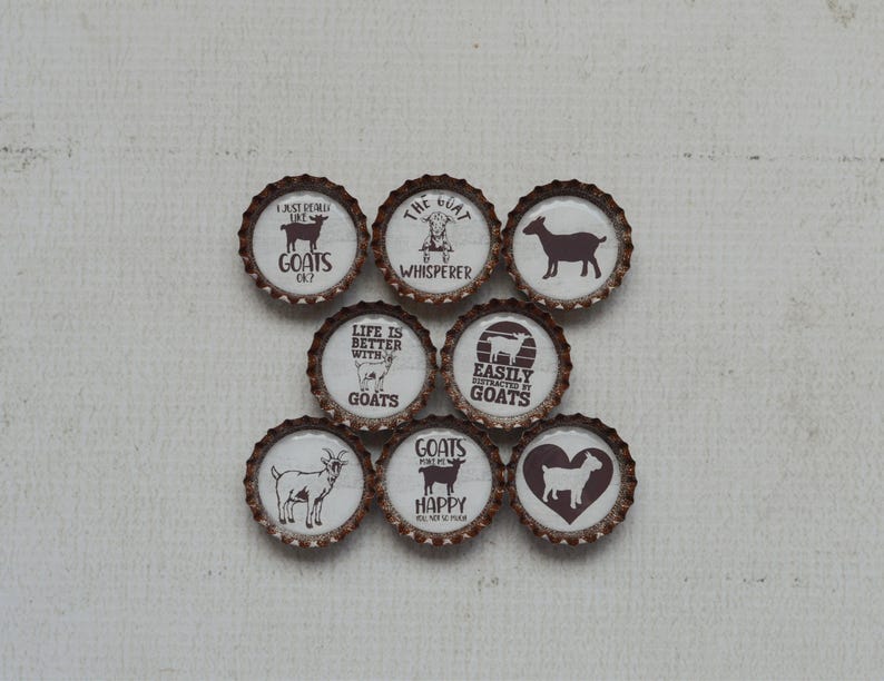 Imanes divertidos de cabras con forma de tapones de botella - Regalo de granja - Decoración de cocina de granja - Cabra divertida - Regalo de cabra - Mamá de cabra - Humor de granja - Decoración de cabra adorable - Regalo para ella imagen 10