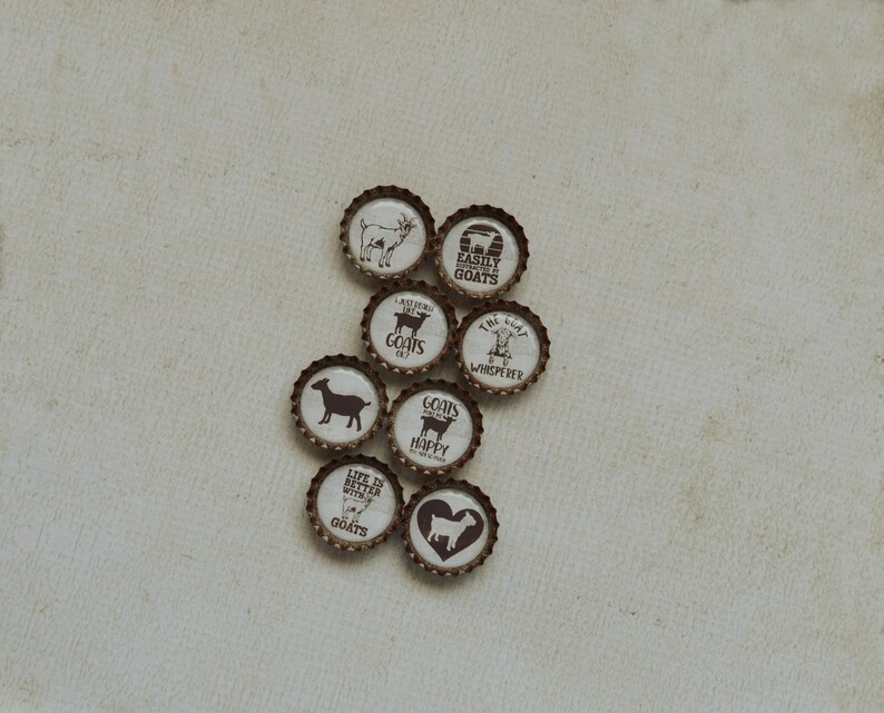 Imanes divertidos de cabras con forma de tapones de botella - Regalo de granja - Decoración de cocina de granja - Cabra divertida - Regalo de cabra - Mamá de cabra - Humor de granja - Decoración de cabra adorable - Regalo para ella imagen 9