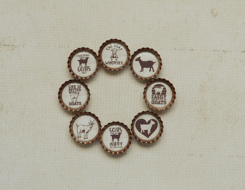 Imanes divertidos de cabras con forma de tapones de botella - Regalo de granja - Decoración de cocina de granja - Cabra divertida - Regalo de cabra - Mamá de cabra - Humor de granja - Decoración de cabra adorable - Regalo para ella imagen 4