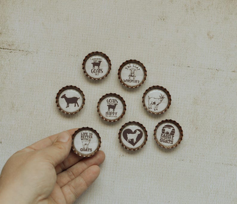 Imanes divertidos de cabras con forma de tapones de botella - Regalo de granja - Decoración de cocina de granja - Cabra divertida - Regalo de cabra - Mamá de cabra - Humor de granja - Decoración de cabra adorable - Regalo para ella imagen 8
