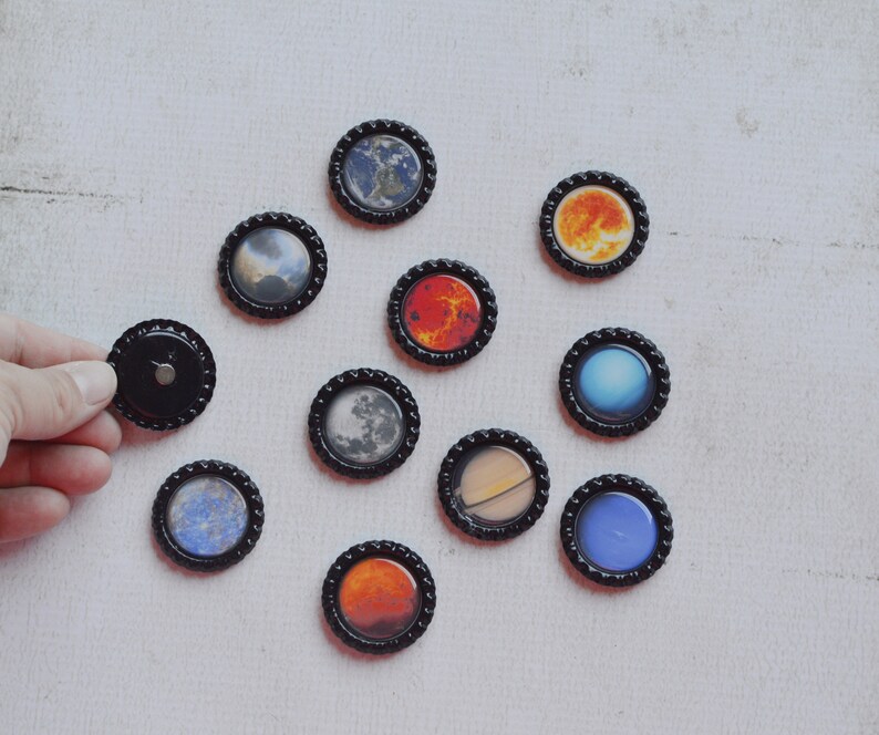 Planet Bottlecap Magnets Solar System, Astronomy, Cosmic, Science Fridge Magnets Kid Gift, Teacher Gift, Homeschool Classroom Magnets image 3