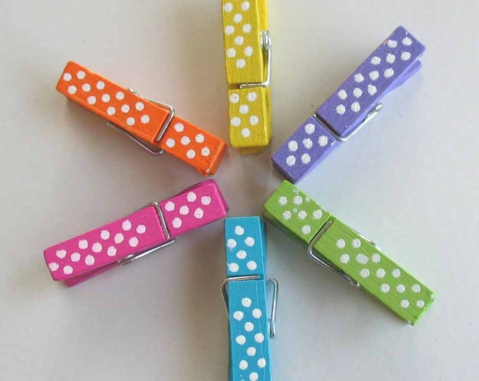 Colorful Polka Dot Mini Clothes Pin Magnets Great for - Etsy