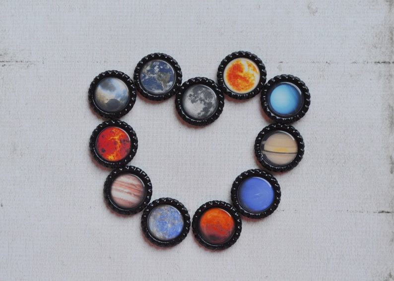 Planet Bottlecap Magnets Solar System, Astronomy, Cosmic, Science Fridge Magnets Kid Gift, Teacher Gift, Homeschool Classroom Magnets image 2