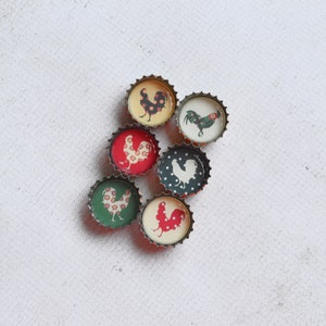 Farmhouse Kitchen Upcycled Bottlecap Magnets Country Chickens and Roosters Super Strong Bottlecap Magnets image 9