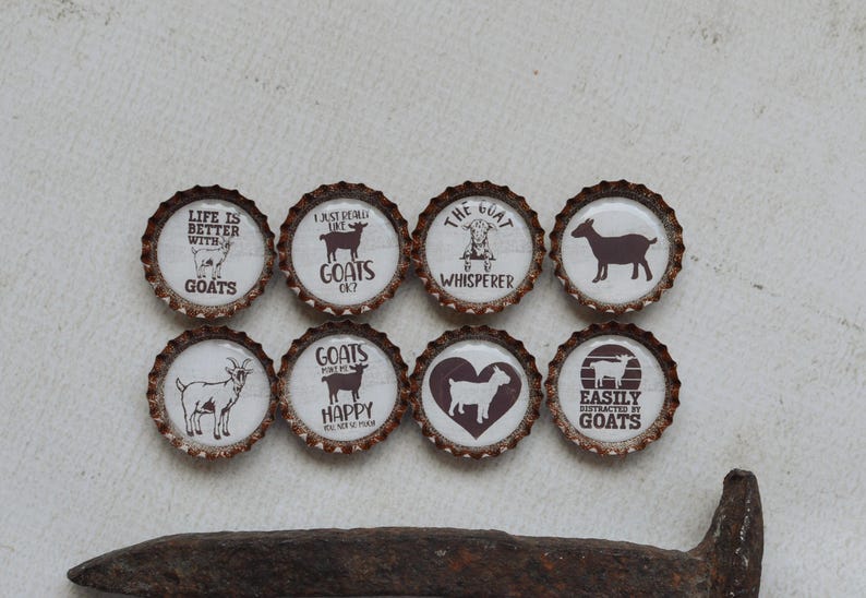 Imanes divertidos de cabras con forma de tapones de botella - Regalo de granja - Decoración de cocina de granja - Cabra divertida - Regalo de cabra - Mamá de cabra - Humor de granja - Decoración de cabra adorable - Regalo para ella imagen 3