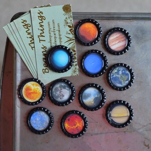 Planet Bottlecap Magnets Solar System, Astronomy, Cosmic, Science Fridge Magnets Kid Gift, Teacher Gift, Homeschool Classroom Magnets image 4