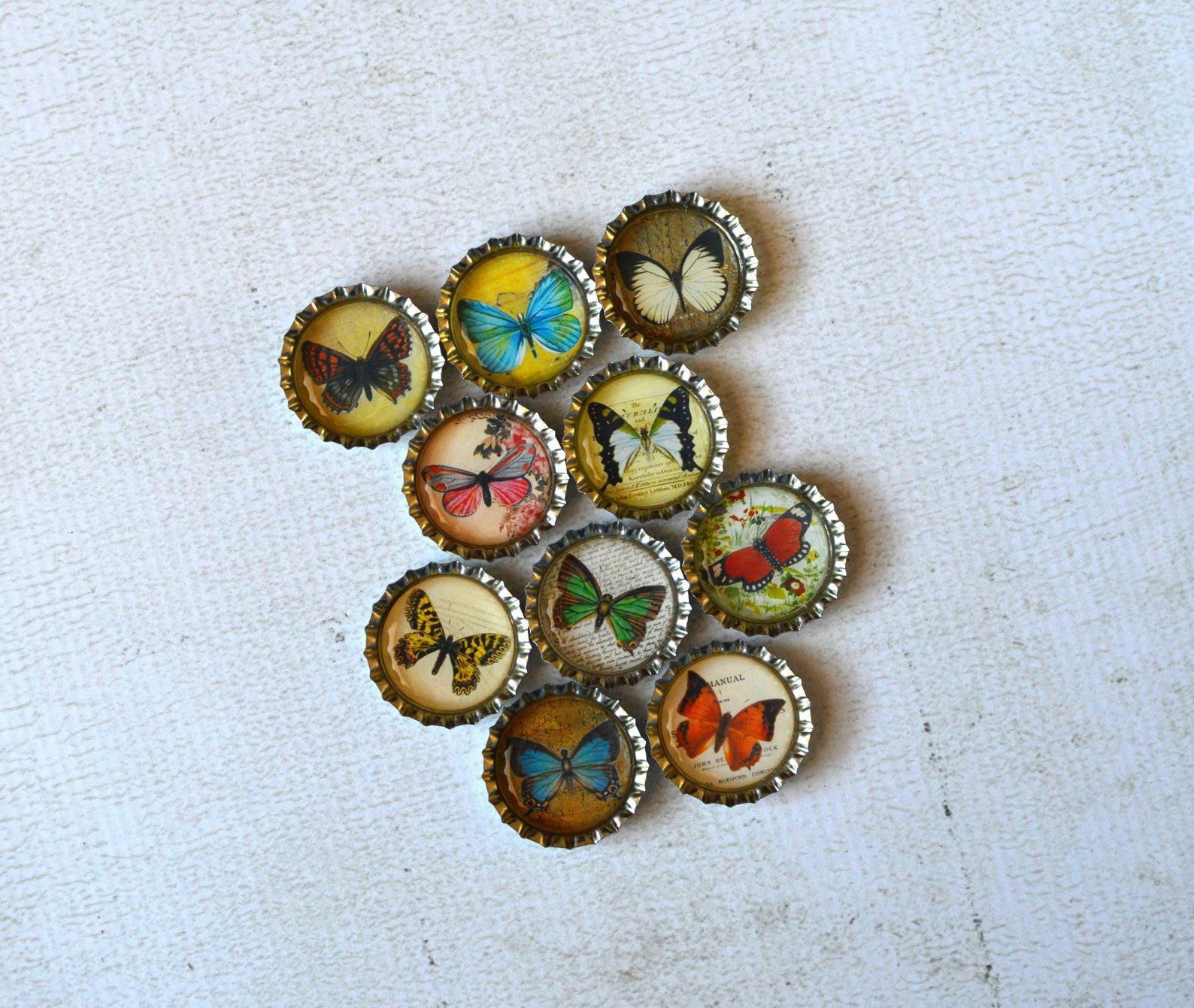 Butterfly Bottlecap Magnets Pretty Butterfly Decor Gift for - Etsy