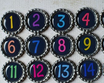 Number Magnets- Kids, Preschool, Homeschool Learning- Kids Counting Magnets 1 to 31 OR 1 to 50- Teacher Gift- Number Bottlecap Magnets