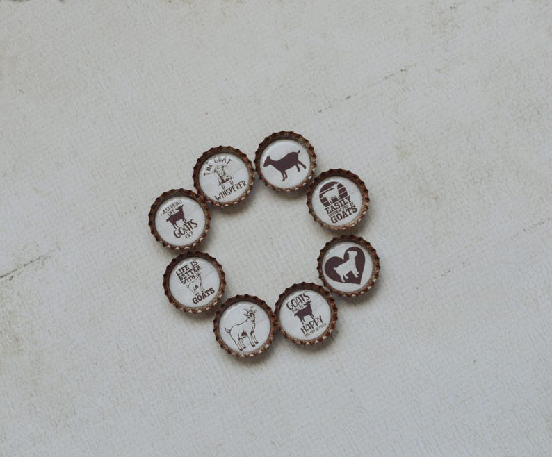 Imanes divertidos de cabras con forma de tapones de botella - Regalo de granja - Decoración de cocina de granja - Cabra divertida - Regalo de cabra - Mamá de cabra - Humor de granja - Decoración de cabra adorable - Regalo para ella imagen 13