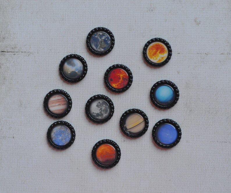 Planet Bottlecap Magnets Solar System, Astronomy, Cosmic, Science Fridge Magnets Kid Gift, Teacher Gift, Homeschool Classroom Magnets image 8