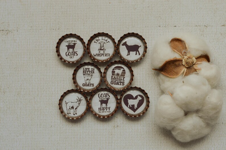 Imanes divertidos de cabras con forma de tapones de botella - Regalo de granja - Decoración de cocina de granja - Cabra divertida - Regalo de cabra - Mamá de cabra - Humor de granja - Decoración de cabra adorable - Regalo para ella imagen 7