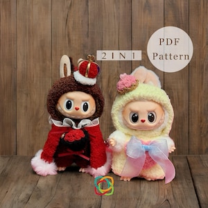 Labubu King & Queen Crochet Pattern Collection - Royal Doll Costume Set PDF, Plush Outfit DIY, Handmade Doll Wear, Fits Labubu Gen 1/2/3
