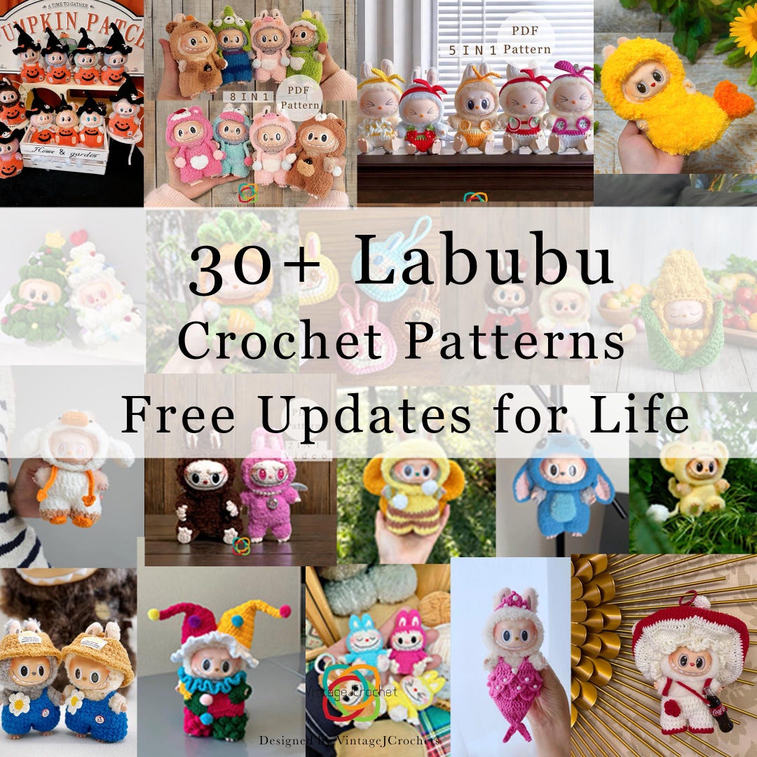 Labubu Crochet Pattern Bundle PDF · 30+ Outfits Plushies Accessories ...