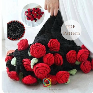 Häkelanleitung -Rose Decke Häkelanleitung, Blumen häkeln, handgemachtes Geschenk