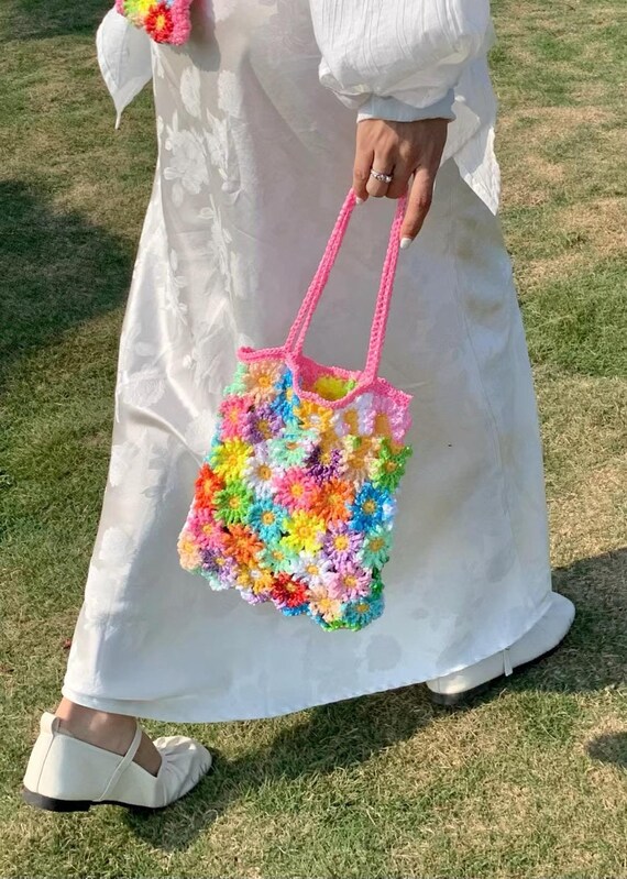 Summer Flower Tote Bag Crochet Pattern, Sunflower Crochet Bag