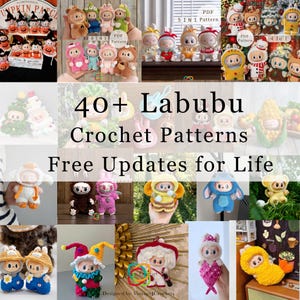 Labubu Crochet Pattern Bundle PDF · 40+ Outfits Plushies Accessories · Amigurumi Doll Clothes Set · Digital Download