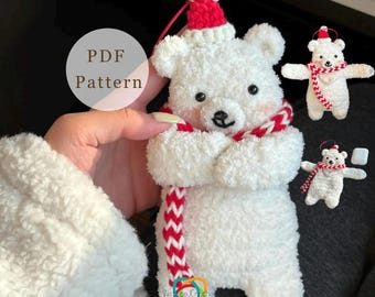 PDF Santa Bear Hug Airpods Pouch haakpatroon, handgemaakt voor kerstcadeaus