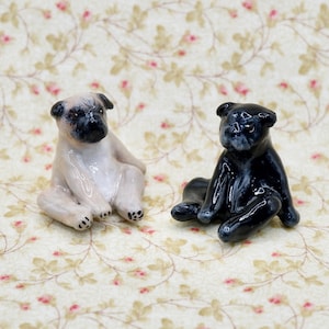 Handgefertigte Miniatur Mops Skulptur Figuren