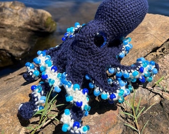 Pulpo de peluche de ganchillo con cuentas - Juguete hecho a mano - Personalizable