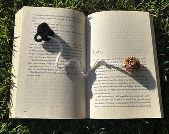 Marcador de galletas y taza de crochet hecho a mano