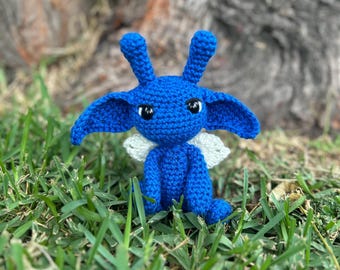 Blue Pixie Impkin - Juguete de crochet hecho a mano