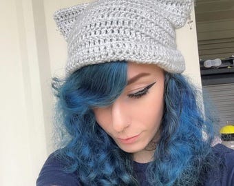 Gorro de gato de crochet hecho a mano