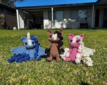 Caballo / Unicornio / Pegaso Impkin - Juguete de crochet hecho a mano