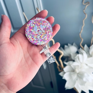 Smiley face badge reel| bright colors| badge reel| retractable badge