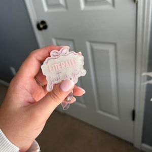 Literally just a girl| girly|  badge reel| retractable badge reel| nurse| teacher | cute badge reel